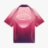 Aubergine Gradient Cuban Collar Short Sleeve Silk Shirt Aubergine Gradient Cuban Collar Short Sleeve Silk Shirt