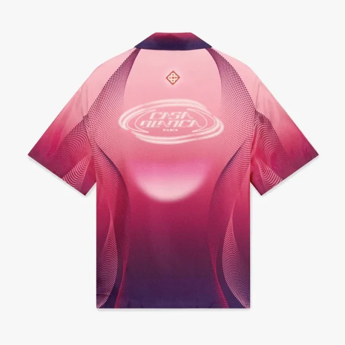 Aubergine Gradient Cuban Collar Short Sleeve Silk Shirt Aubergine Gradient Cuban Collar Short Sleeve Silk Shirt