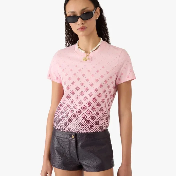 Aubergine Gradient Monogram Short Sleeve T-Shirt Aubergine Gradient Monogram Short Sleeve T-Shirt
