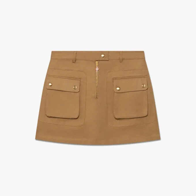 Beige Cotton Pocket Mini Skirt Beige Cotton Pocket Mini Skirt