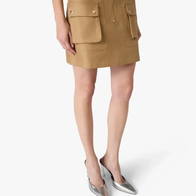 Beige Cotton Pocket Mini Skirt Beige Cotton Pocket Mini Skirt