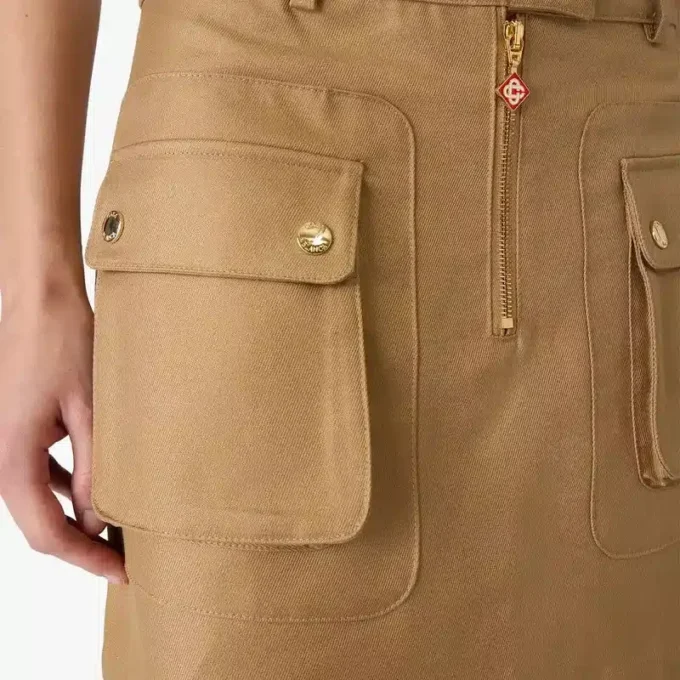 Beige Cotton Pocket Mini Skirt Beige Cotton Pocket Mini Skirt
