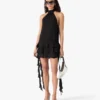 Black Georgette Double Ruffle Mini Dress Black Georgette Double Ruffle Mini Dress