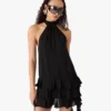 Black Georgette Double Ruffle Mini Dress Black Georgette Double Ruffle Mini Dress