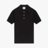 Black Pointelle Monogram Short Sleeve Polo Shirt