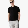 Black Pointelle Monogram Short Sleeve Polo Shirt