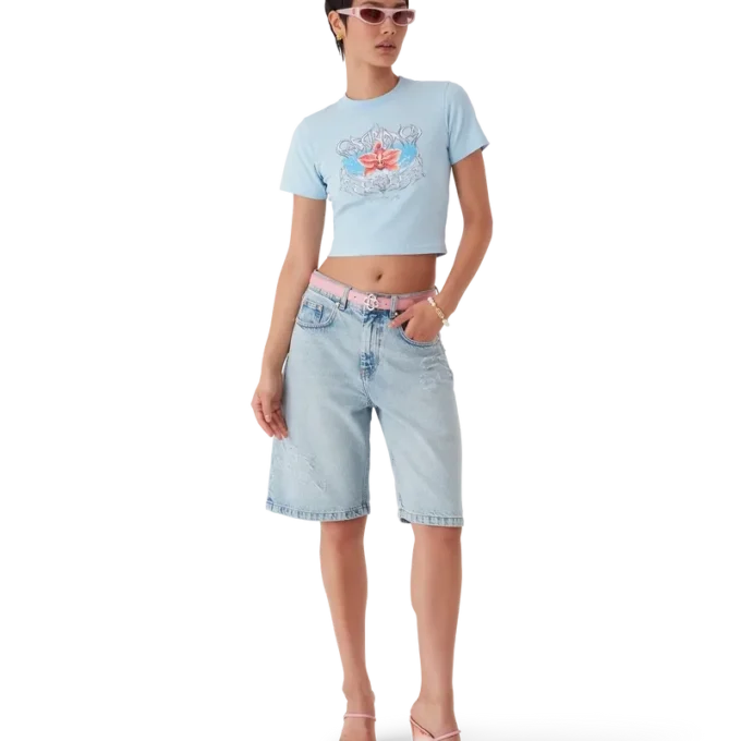 Blades Cropped Short Sleeve T-Shirt Blades Cropped Short Sleeve T-Shirt