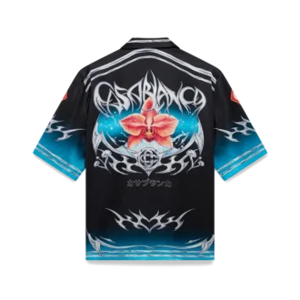 Blades Short Sleeve Silk Satin Shirt