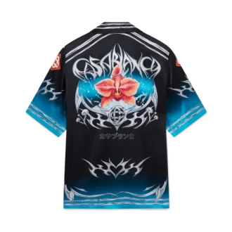 Blades Short Sleeve Silk Satin Shirt