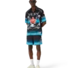 Blades Short Sleeve Silk Satin Shirt