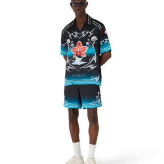 Blades Short Sleeve Silk Satin Shirt