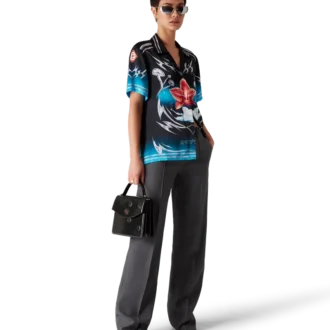 Blades Short Sleeve Silk Satin Shirt
