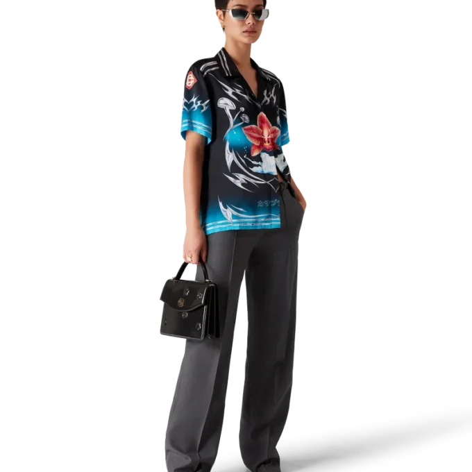 Blades Short Sleeve Silk Satin Shirt Blades Short Sleeve Silk Satin Shirt