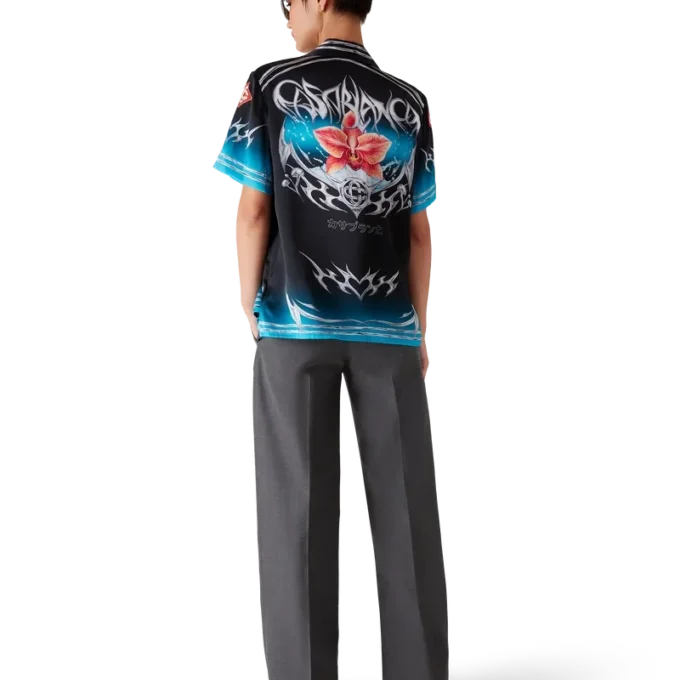 Blades Short Sleeve Silk Satin Shirt Blades Short Sleeve Silk Satin Shirt