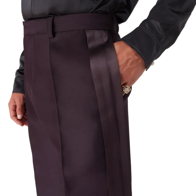 Blend Tailored Side Stripe Wool Silk Trousers Blend Tailored Side Stripe Wool Silk Trousers