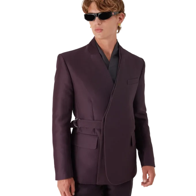 Blend Tailored Wool Silk Wrap Jacket