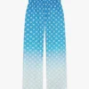 Blue Gradient Diamond Monogram Silk Trousers Blue Gradient Diamond Monogram Silk Trousers