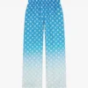 Blue Gradient Diamond Monogram Silk Trousers Blue Gradient Diamond Monogram Silk Trousers