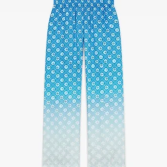 Blue Gradient Diamond Monogram Silk Trousers Blue Gradient Diamond Monogram Silk Trousers