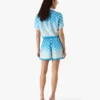 Blue Gradient Monogram Knotted Cropped Silk Shirt