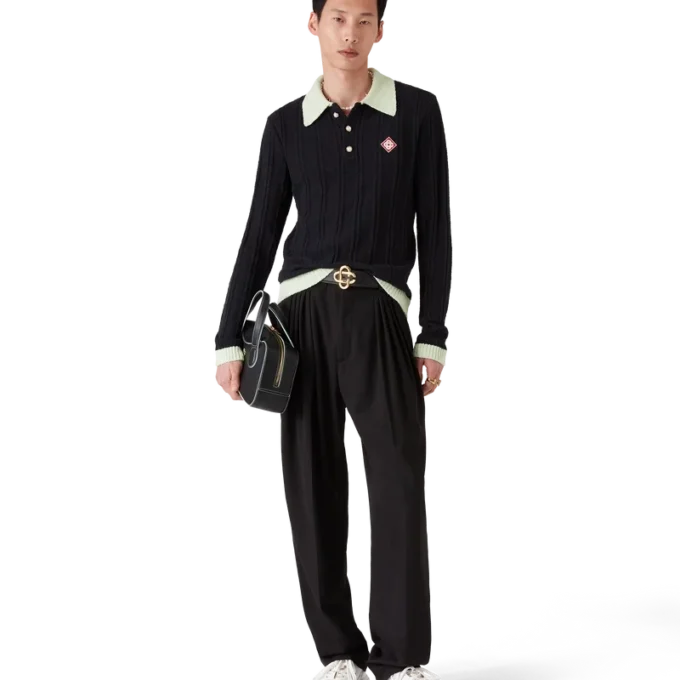 Boucle Long Sleeve Polo Shirt Boucle Long Sleeve Polo Shirt