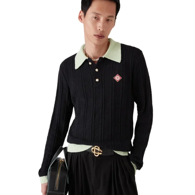 Boucle Long Sleeve Polo Shirt Boucle Long Sleeve Polo Shirt