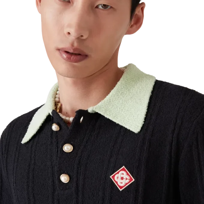 Boucle Long Sleeve Polo Shirt Boucle Long Sleeve Polo Shirt