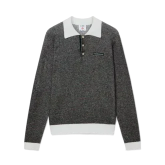 Boucle Stripe Long Sleeve Polo Shirt