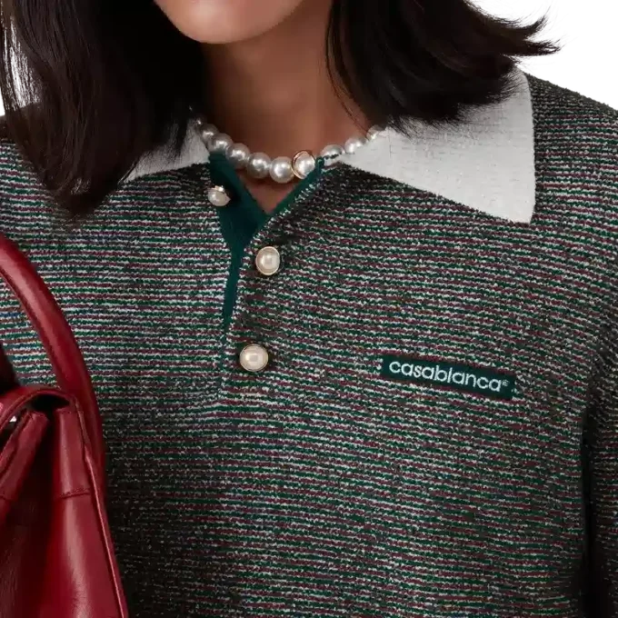Boucle Stripe Long Sleeve Polo Shirt Boucle Stripe Long Sleeve Polo Shirt