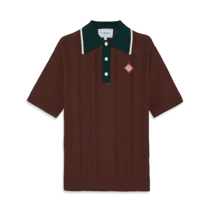 Cable Knit Oversized Polo Shirt Cable Knit Oversized Polo Shirt