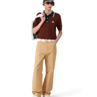 Cable Knit Oversized Polo Shirt