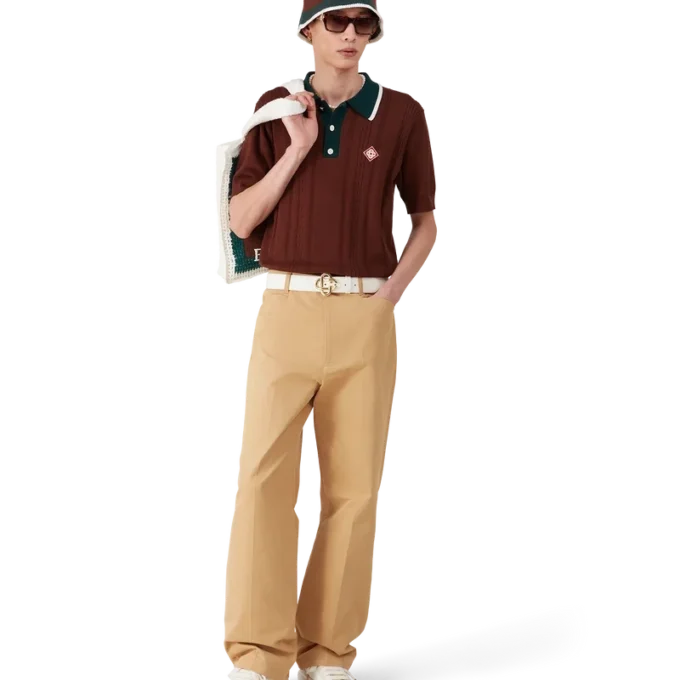 Cable Knit Oversized Polo Shirt Cable Knit Oversized Polo Shirt