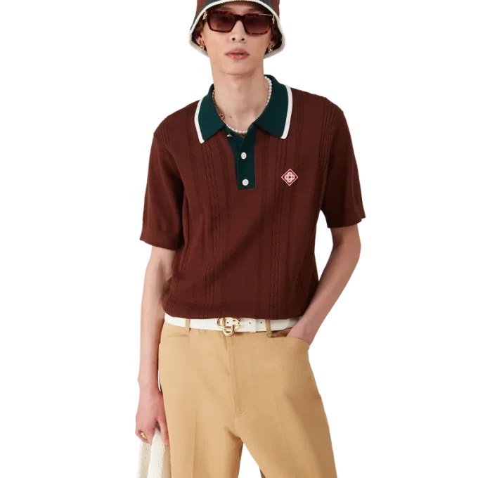 Cable Knit Oversized Polo Shirt Cable Knit Oversized Polo Shirt
