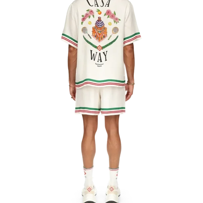Casa Way Knitted Collar Silk Shirt