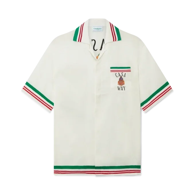 Casa Way Knitted Collar Silk Shirt