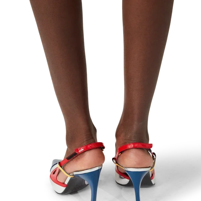 Chrome Arch Slingback Pump