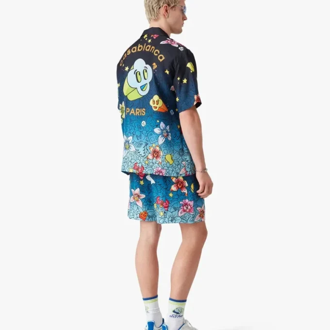 Collage D’icones Graphiques Short Sleeve Silk Shirt