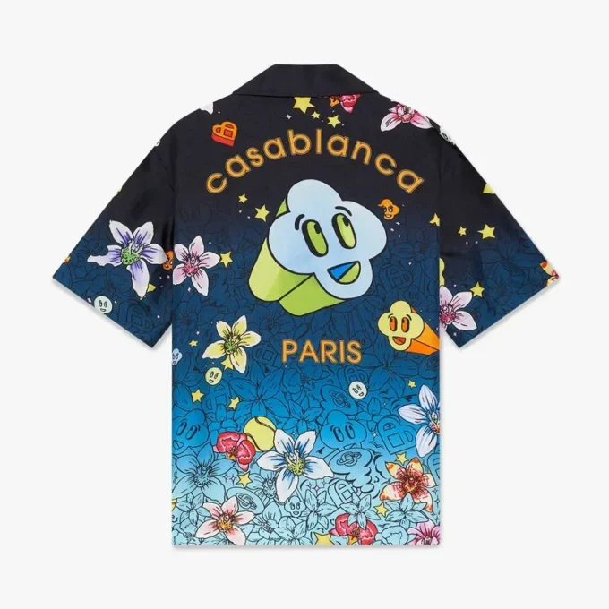 Collage D’icones Graphiques Short Sleeve Silk Shirt