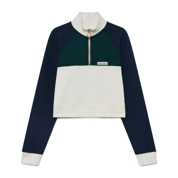 Colourblock Quarter Zip Cropped Sweatshirt