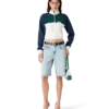Colourblock Quarter Zip Cropped Sweatshirt