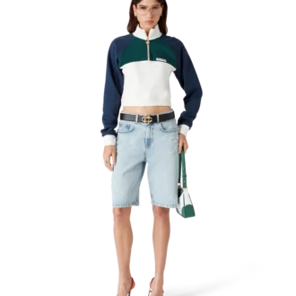 Colourblock Quarter Zip Cropped Sweatshirt