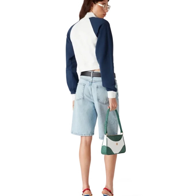 Colourblock Quarter Zip Cropped Sweatshirt