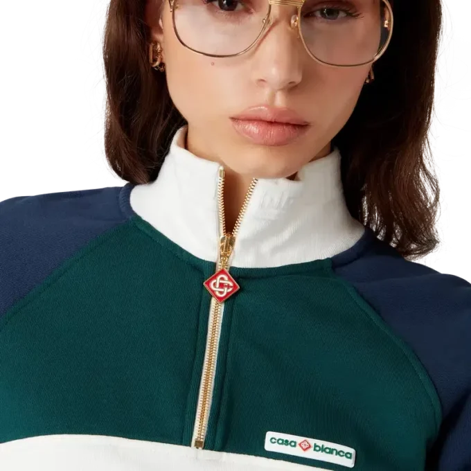 Colourblock Quarter Zip Cropped Sweatshirt