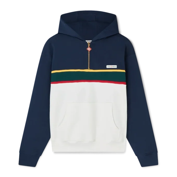 Colourblock Quarter Zip Hooded Sweatshirt