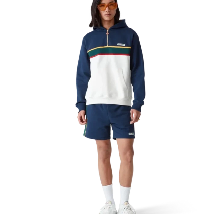 Colourblock Quarter Zip Hooded Sweatshirt