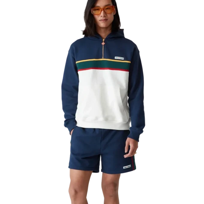 Colourblock Quarter Zip Hooded Sweatshirt