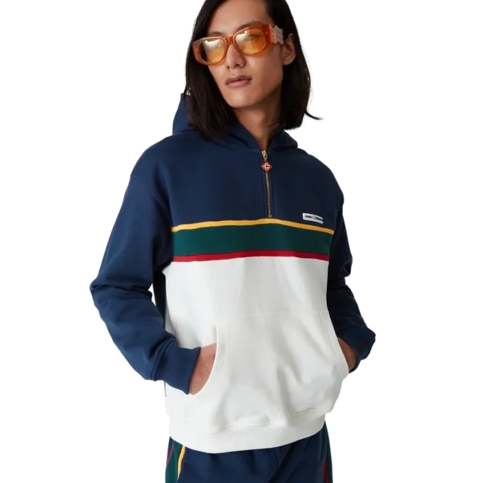 Colourblock Quarter Zip Hooded Sweatshirt