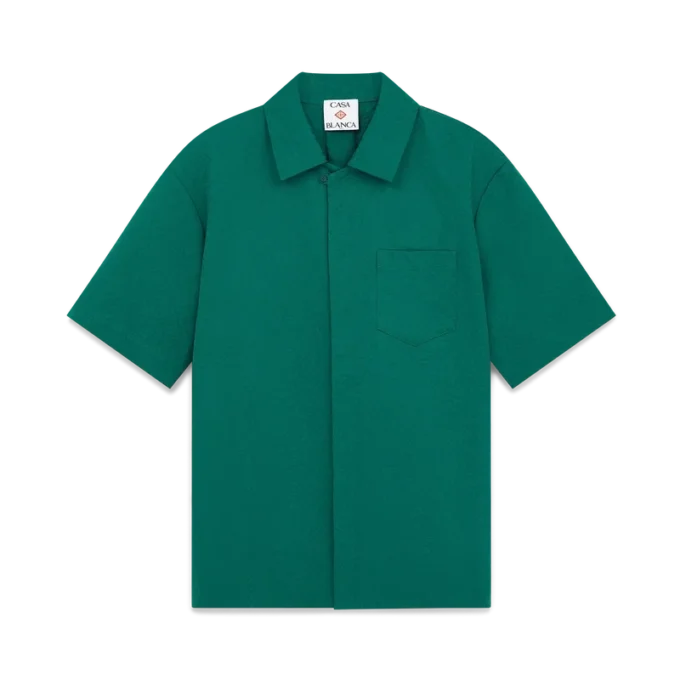 Cotton Monogram Short Sleeve Jacquard Shirt