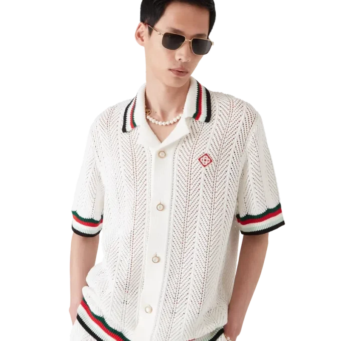 Cotton Montagne Ondulee Short Sleeve Crochet Shirt Cotton Montagne Ondulee Short Sleeve Crochet Shirt