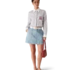 Cotton Pinstripe Embroidered Cropped Shirt Cotton Pinstripe Embroidered Cropped Shirt